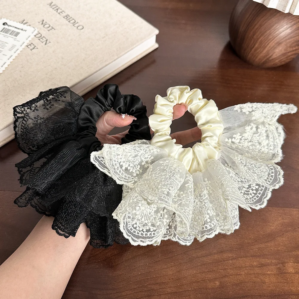 

Lace double-layer skirt women's high-end temperament ties buns hair rope tie low ponytail hair tie hair accessories