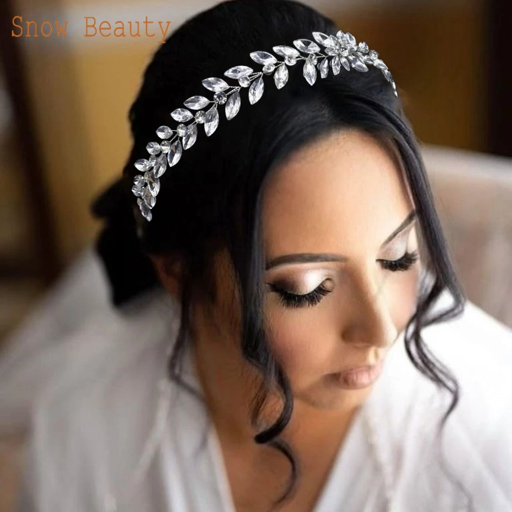 A420 Handmade Wedding Hair Vine Rhinestone Headband Queen Hair Band Princess Tiara Royal Bride Headpiece Beauty Hair Accessories