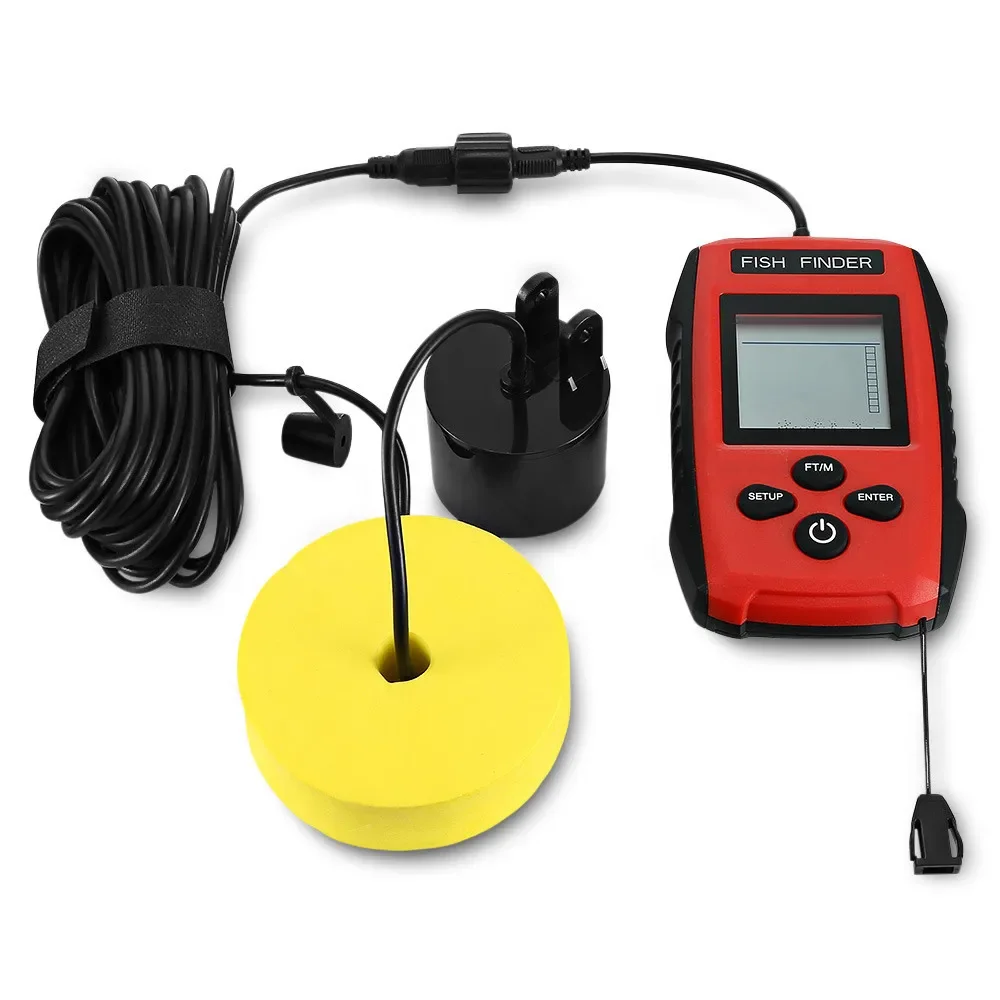 New 200KHz Alarm Transducer 100m Depth LCD Screen Sonar F ish F inde r Underwater