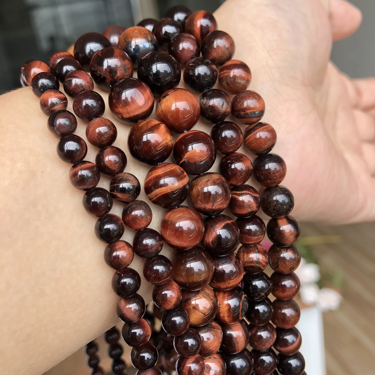 4/6/8/10/12mm Natural Stone Red Tiger Eye Beads Round Loose Spacer Beads Pick Size For DIY Making Bracelet Necklace Jewelry 15‘