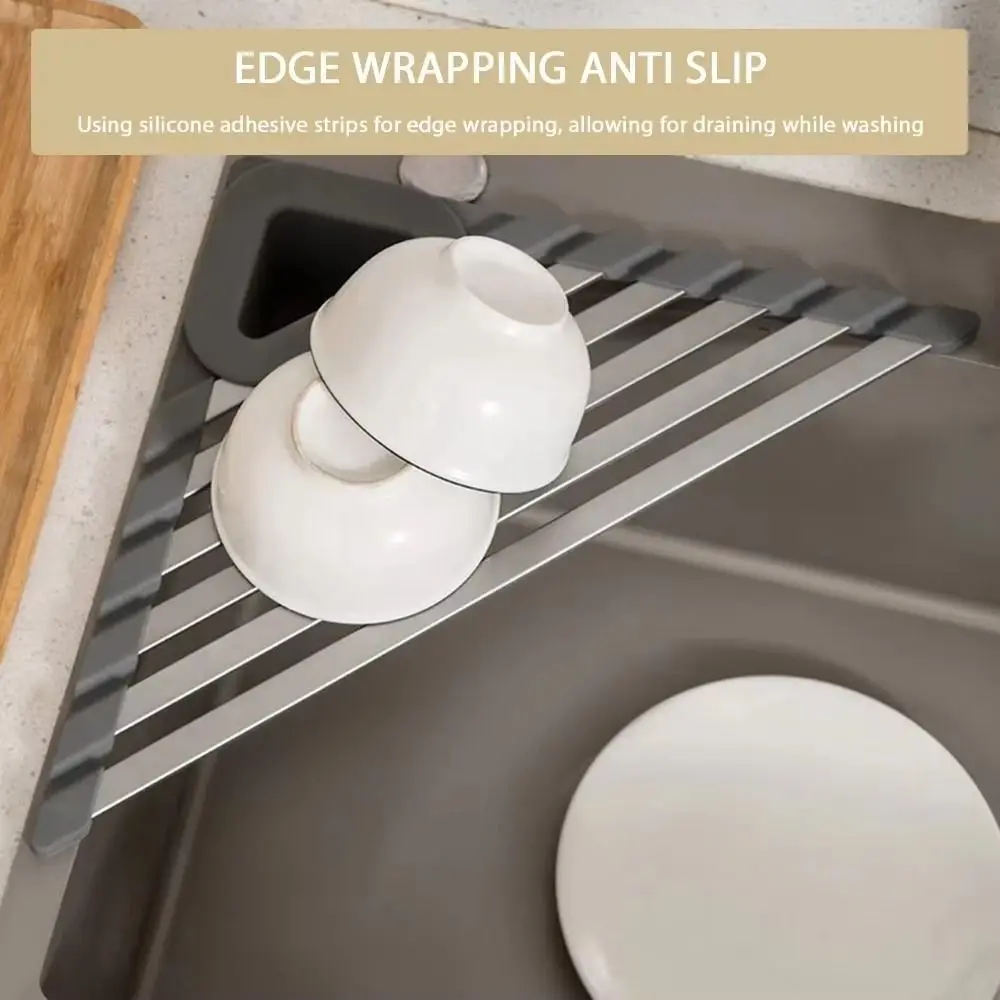 Long Lasting Wear-resistant Storage Rack Organizer Triangular Foldable Sink Storage Rack Non-slip Sturdy Water Filter Kitchen