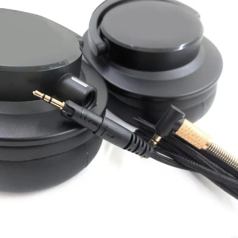 Cable auriculares calidad 62KA con micrófono diseñado para auriculares ATH M50X M40X M70X Cable trenzado resistente a enredos