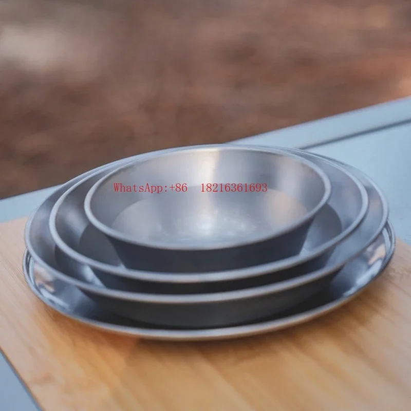 20.26NEW Stainless Steel Plate And Bowl Set Outdoor Self-driving Camping Picnic Tableware Four-piece Set TW-021