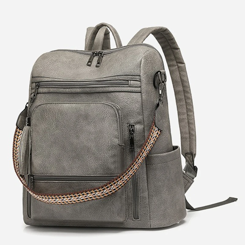 حقيبة ظهر عصرية للنساء حقيبة كتف عالية الجودة مقاومة للماء من الجلد حقيبة ظهر ذات سعة كبيرة لطلاب الجامعات