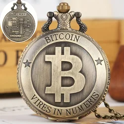 Bitcoin Qinggu Mechanical Texture Back Large Pocket Watch Retro Classic Retro Trendy Flip Digital Quartz Watch