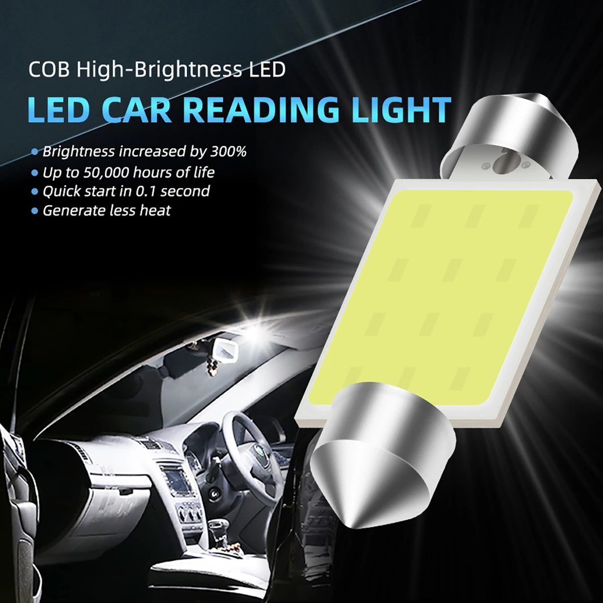 2Pcs C5W C10W Dome Light Bulb 31mm 36mm 39mm 41mm Festoon COB LED Car Interior Reading Lamp Clearance License Plate Light White image 2