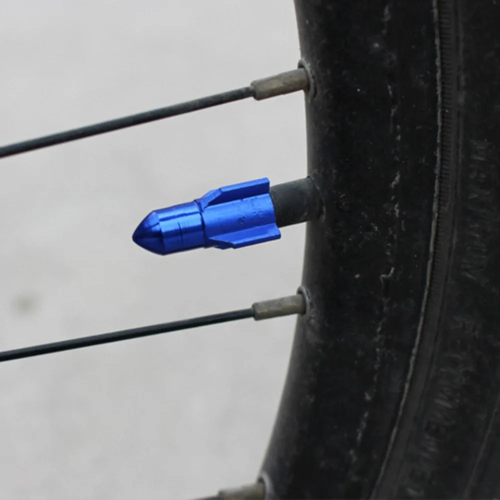 4pcs Bicycle Accessories Aluminium Alloy Car Tire Valve Cap Dustproof Multicolors Tire Valve Caps Rocket Shape Valve Stem Cap