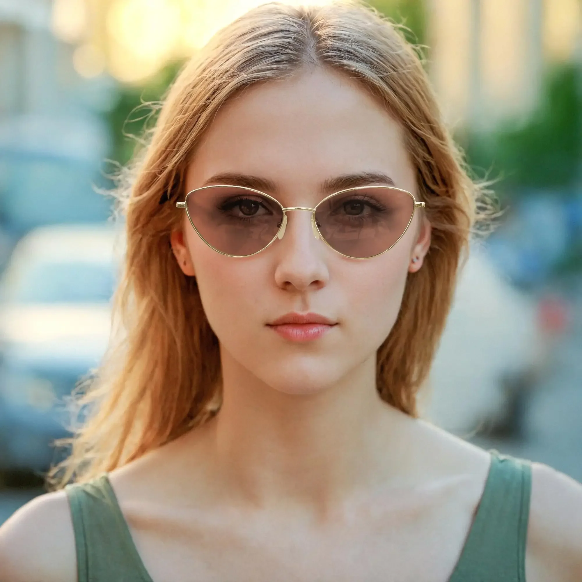 BLUEMOKY Women Fashion Sunglasses Polarized UV400 Protection Retro Metal Cat Eye for Party Driving Lightweight