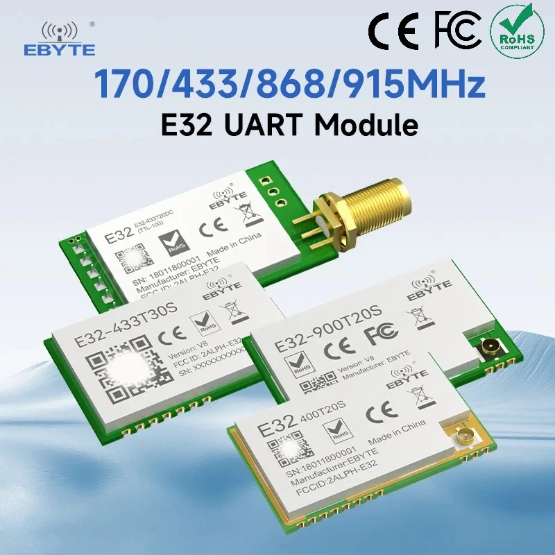 LoRa Spread Spectrum Module 170/433/915/868MHz EBYTE E32-T Series Long Distance Wireless SMD UART Stamp Hole 20/30/33dBm