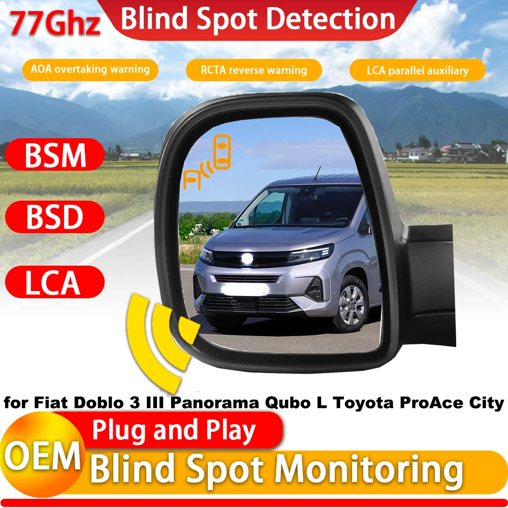 for Fiat Doblo 3 III Panorama Qubo L Toyota ProAce City Blind Spot Assist Monitor Monitoring Detection BSM BSA BSD System OEM