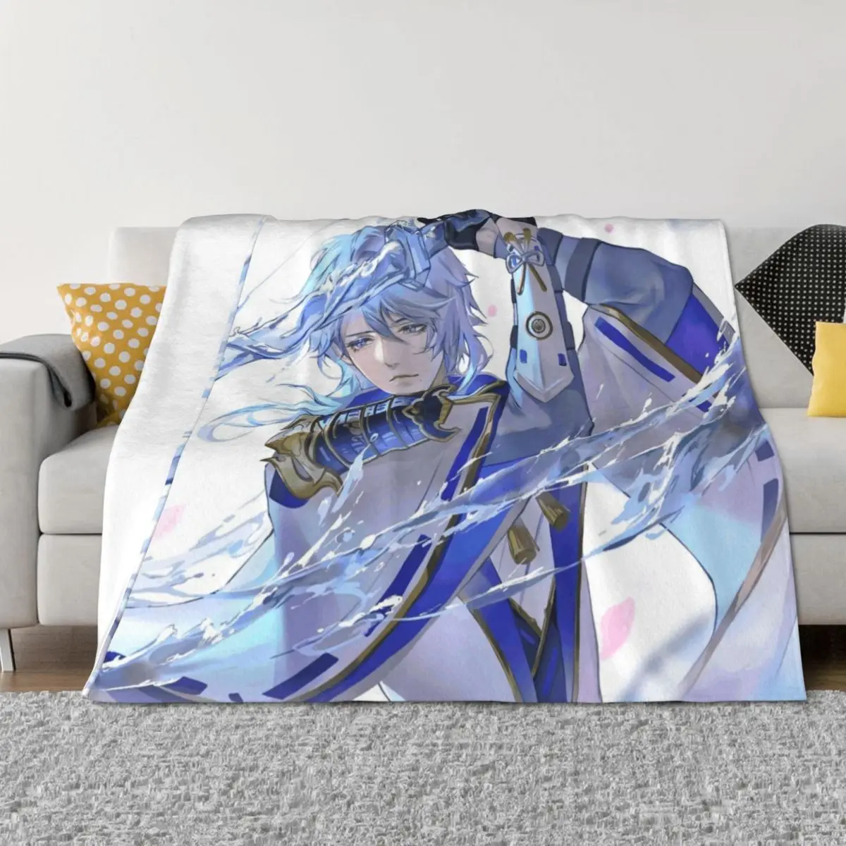 

Kamisato Ayato Throw Blanket Furry Luxury valentine gift ideas Decorative Sofas Blankets