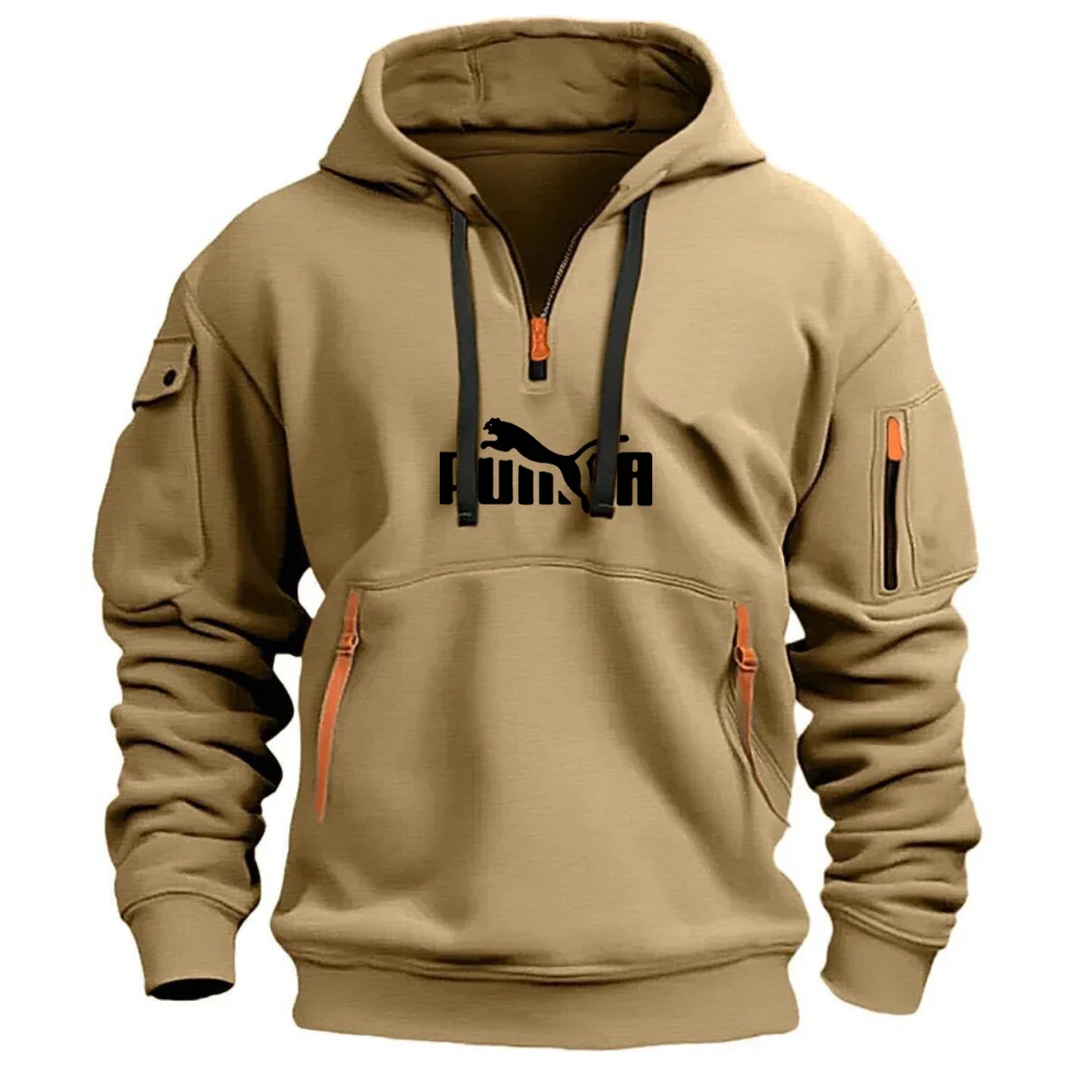 

Autumn and winter outdoor jogging fitness sweatshirt, long-sleeved pullover, men's zipper casual warm hooded sweatshirt