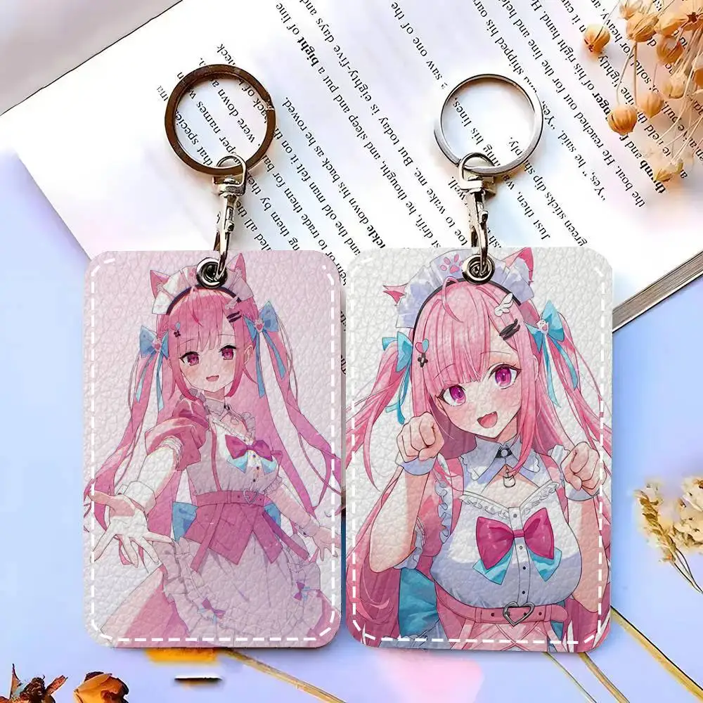 

Virtual YouTuber Anime Y-Yuuki Sakuna Card Case Keychain Access Card Bag Key Tag Ring Leather Card Holder Key Ring Access
