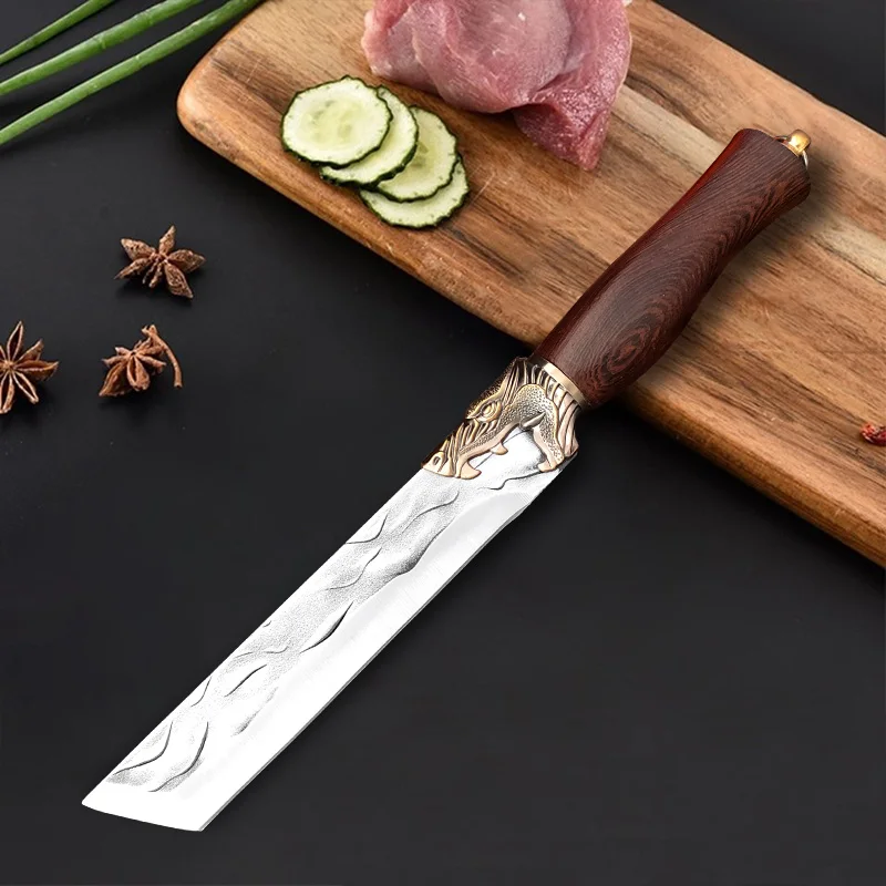 7 Inch Forged Stainless Steel Kitchen Knife Boning Knife Chef Cleaver Meat Fish Chopping Vegetable Utility Knife Slaughter Knife