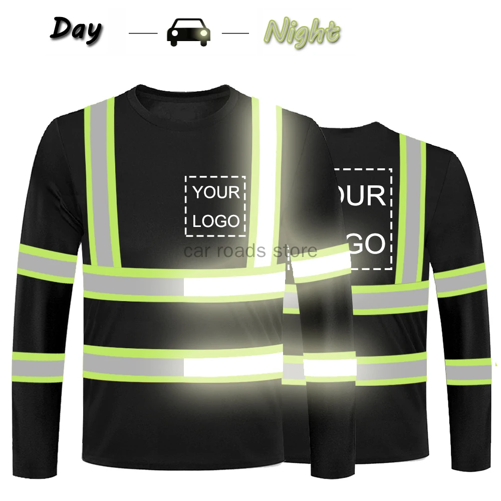 Man hivis reflect running safety reflec t shirt t 1 piece safety green long sleeve shirt