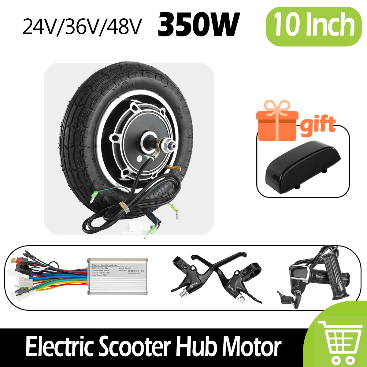 10inch Scooter Wheel Hub Motor with Inflatable Tyre 36V 48V 350W Brushless Motor with LCD Display Electric Scooter Motor Kit