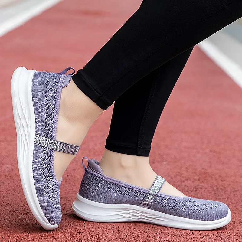 STRONGSHEN Women's Vulcanized Casual Shoes Fashion Summer Light Slip-on Mesh Walking Flat Shoes Tenis Feminino Female Shoes