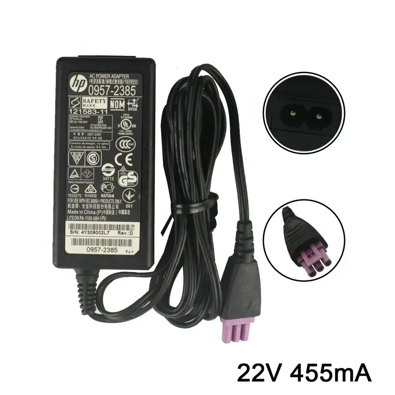 22v 455ma power adapter for hp-deskjet 1010 1510 1518 2548 1018 2648 linkjet printer