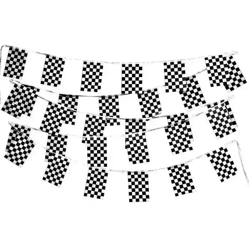 Флаг ТИКИ, 20 шт./компл., 14x21 см, черный и белый квадратный флаг, баннер, гоночные украшения на день рождения для гоночных вечеринок, гоночный флаг