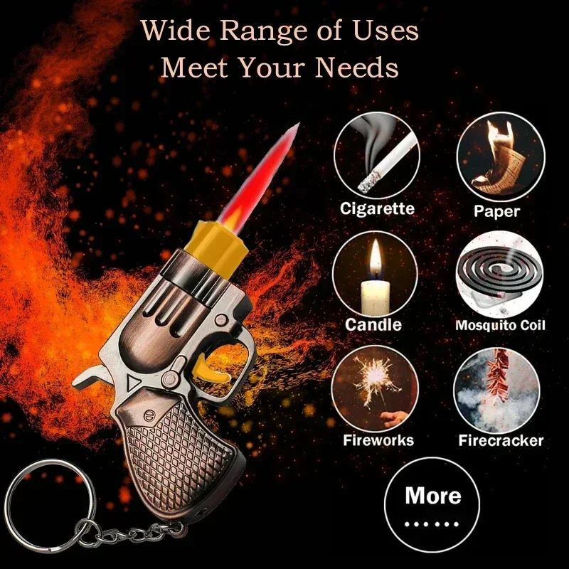 2025 Cool Windproof Jet Flame Torch Lighter Unique with Keychain Adjustable Flame Butane Lighters for Gift Cigarette Accessories