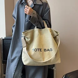 Thickened Canvas Retro Tote Bag 2024 Premium Sense Handbag Commuter Bag Large Capacity Student Shoulder Bags