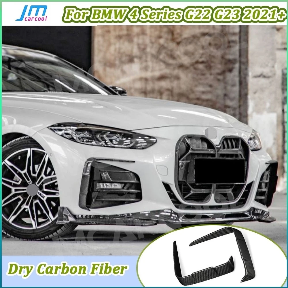 

For BMW 4 Series G22 G23 2021+ Dry Carbon Fiber Car Front Bumper Air Vent Outlet Trim Canards Covers Cars Accessories