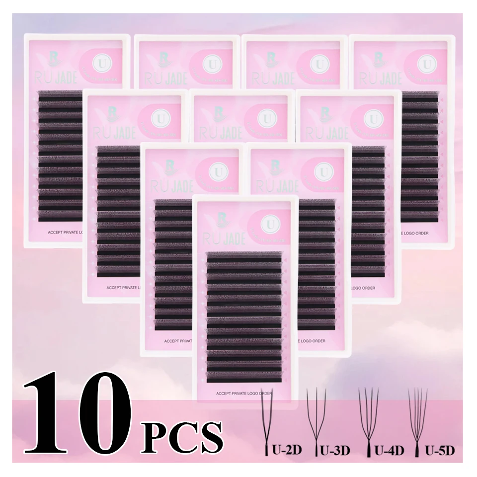 

10PCS U Shape YY Eyelashes Extensions 4DW U3DW U5DW Matte Black Eyelash Easily Grafting Natural Lashes Brown 4DW False Eyelashes