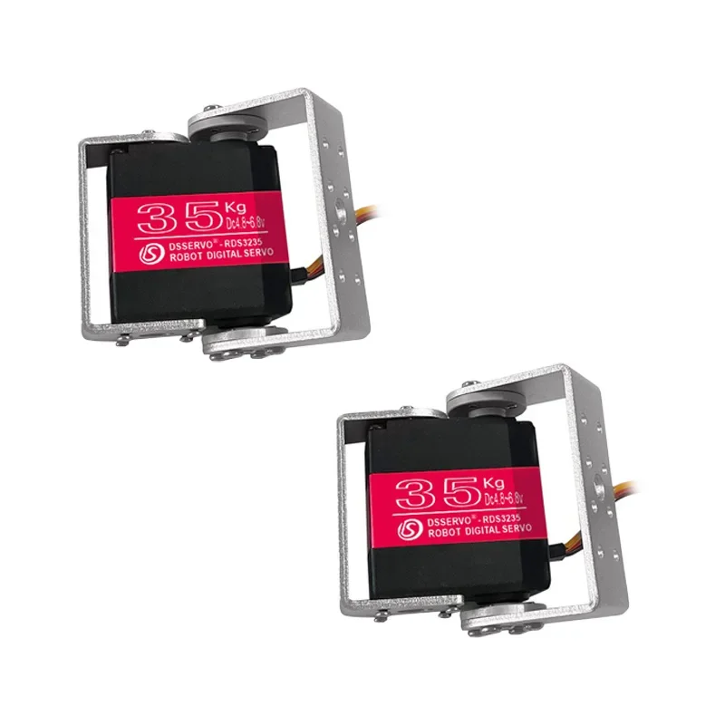 Servo digitale da 35 kg a doppio asse con staffa Servos Motore con nucleo in ferro con guscio in alluminio 180/270/360 °   per giocattoli intelligenti fai da te robot per auto RC