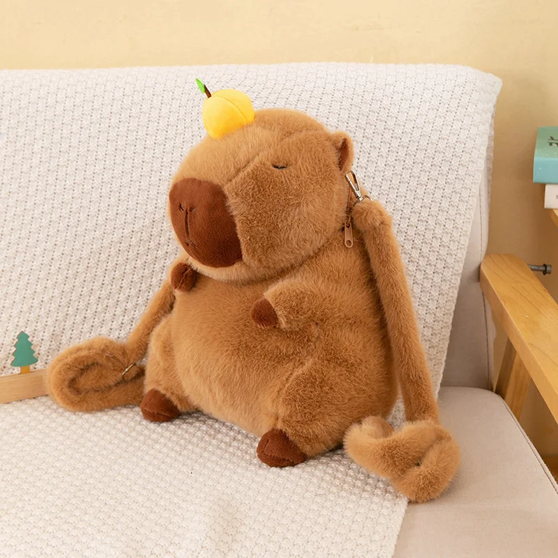 Mochila de felpa de capibara, bolso de piel de muñeca de peluche Kawaii a la moda, bolso de hombro, Mini mochila, regalos para novia