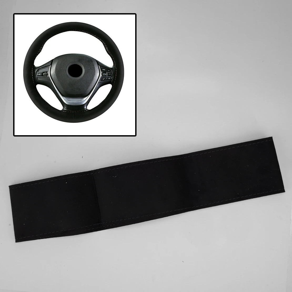 

DWCX Universal 38cm DIY Car Steering Wheel Cover Breathable Anti-Slip Protector Black