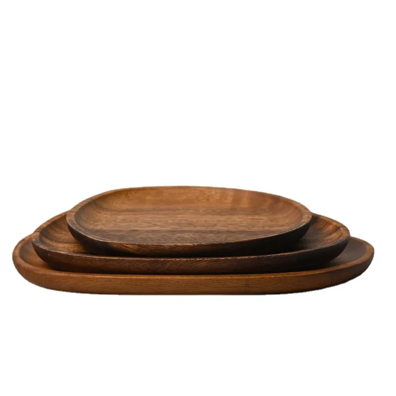 South American walnut melon seeds plate Japanese solid wood snacks fruit dessert tray creative acacia wood dessert plate