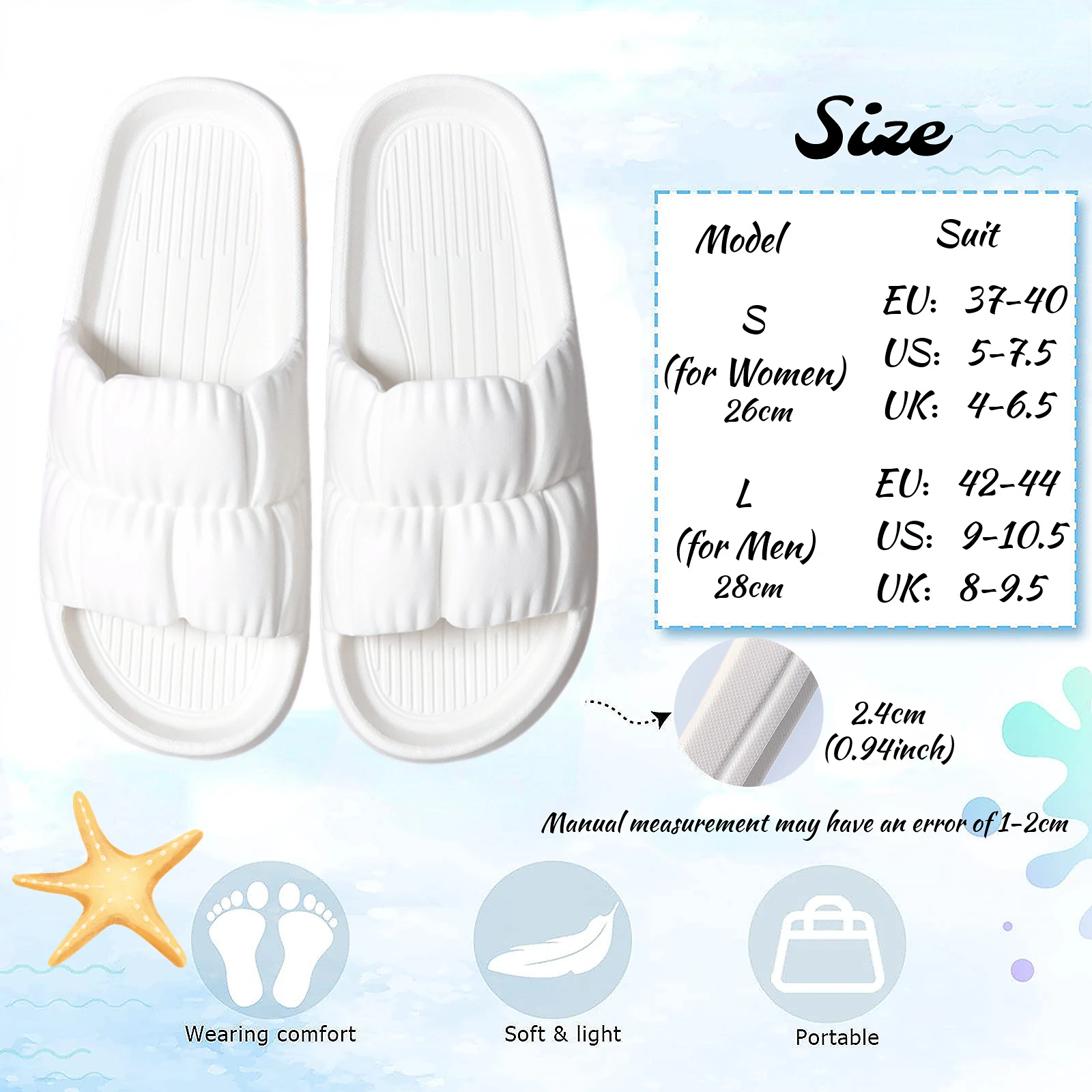 5-50 Pairs Cloud Slides for Women Men Pillow Slippers Wedding Guests Beach Sandals House Shower Shoes Salon Spa Hotel Slippers