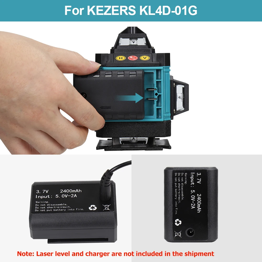 KEZERS Green/Red Laser Level 3.7V 4000mAh Chargable Lithium Battery For K12GL/KL4D-03G/KL4D-02G/KL4D-01G/K36G/K36GD