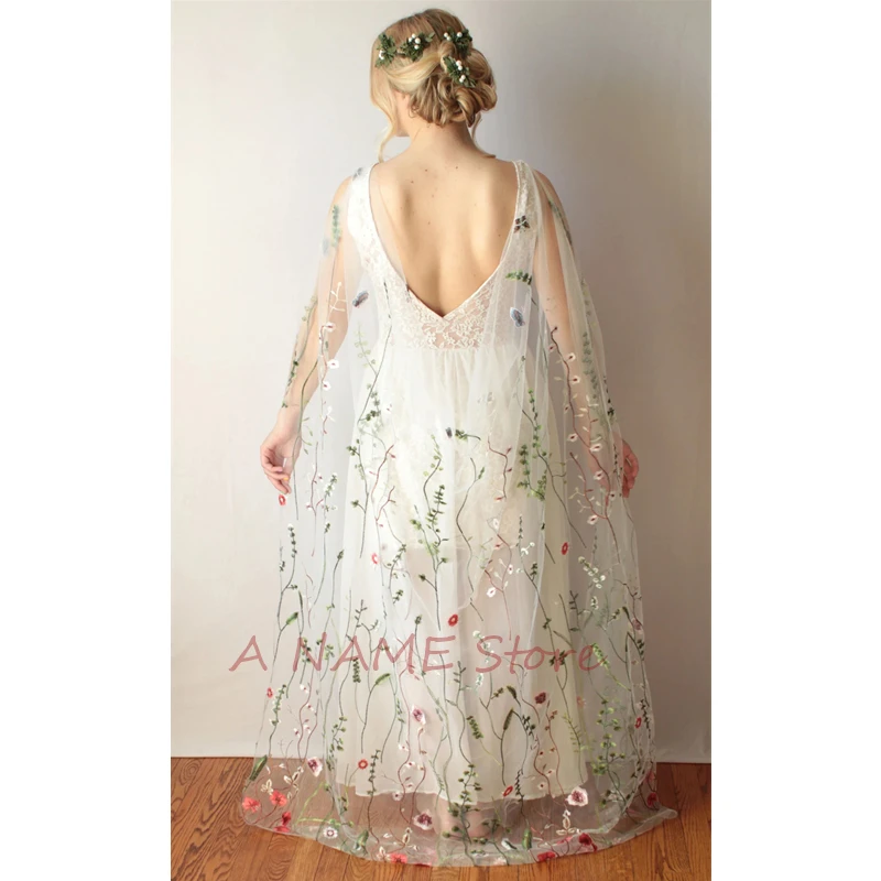 Floreale da sposa mantella da sposa veli da spalla fiori selvatici pizzo segreto giardino velo drappeggiato per spose accessori colorati pizzo nero