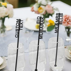12/60/120pcs Customized Wedding Decor Birthday Name Personalized Acrylic Party Drink Stirs Cocktail Stirrers Baptism souvenir