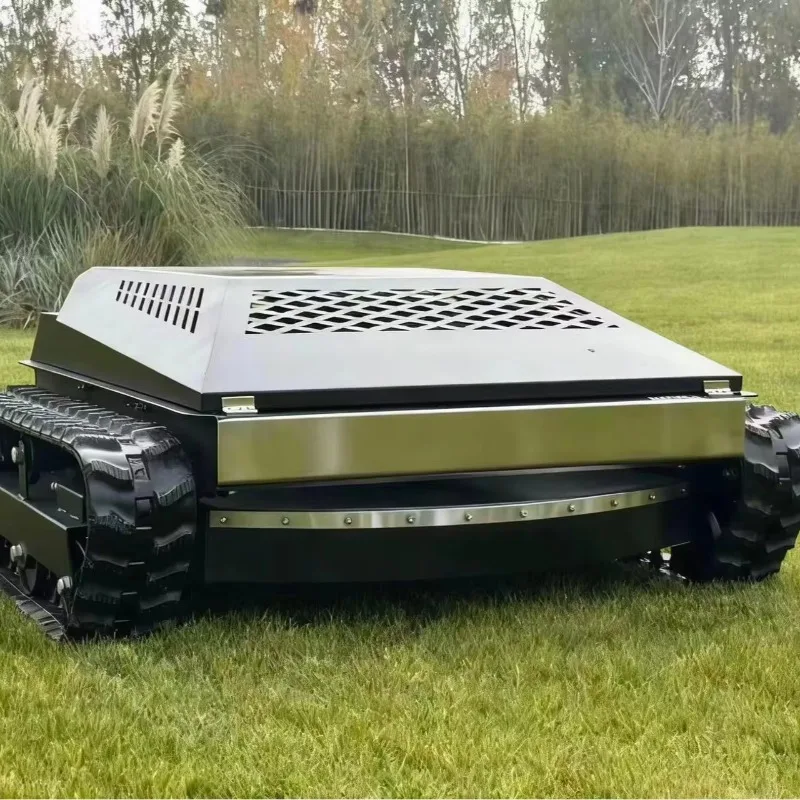 Robotic Remote Crawler Grass Cutter Adjustable Cutting Height Rubber Track Mower For Villa Courtyard Orchard Grass Trimming