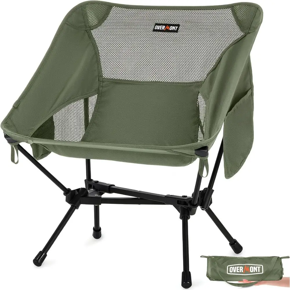 

Ultra-Lightweight Folding Camping Chair - Support 330 lbs, Compact Backpacking Seat with Carry Bag for Outdoors, Beach, Hiking,