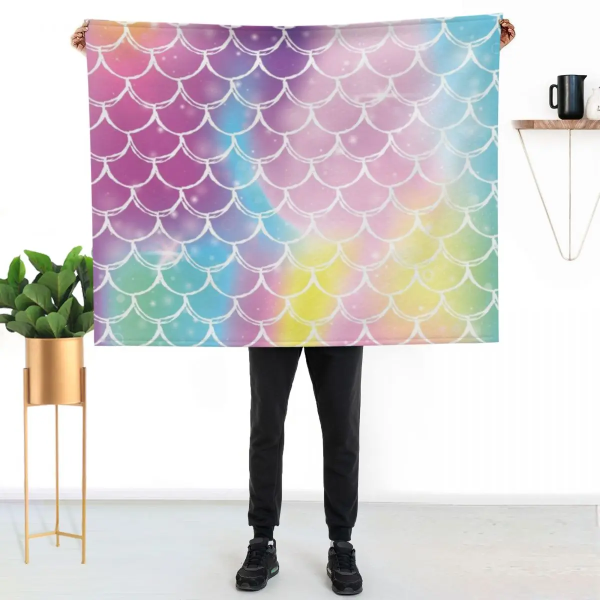 

colorful mermaid Throw Blanket Ultra Plush Cozy Blanket for Napping Sleeping