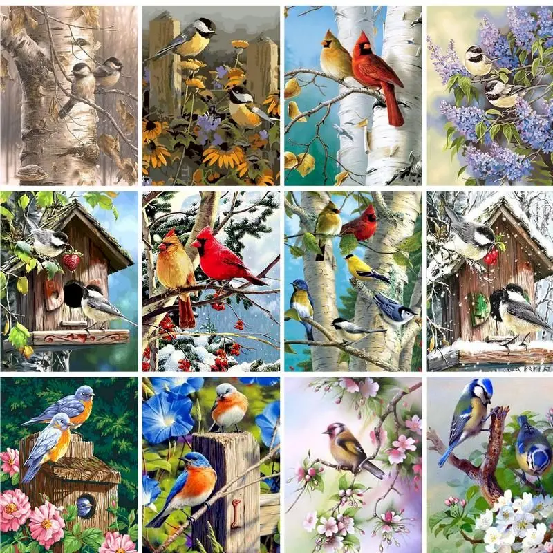 GATYZTORY Paint By Number Animals Birds Drawing On Canvas DIY Pictures By Numbers Landscape Kits HandPainted Painting Art Gift