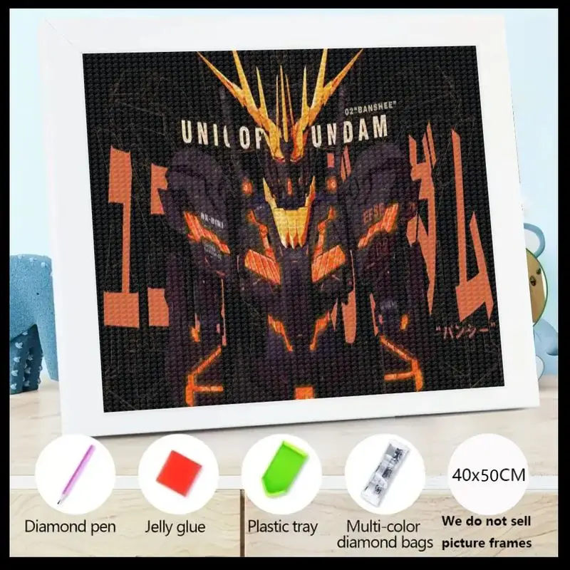 

1 шт. DIY 5D Full Drill Unicorn Gundam 02 Banshee Набор для алмазной живописи, аниме Mecha Robot Sci-Fi Art Craft Set для взрослых и подростков,