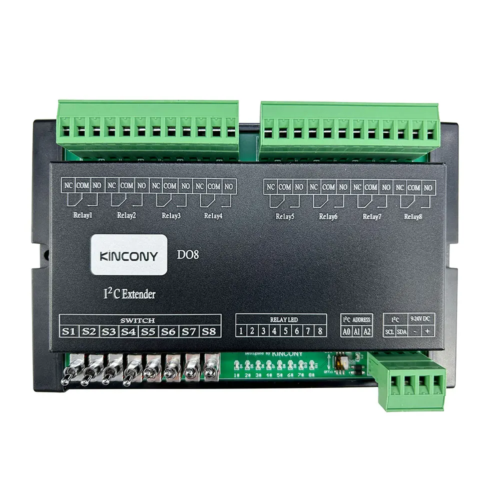 KinCony DO8 PCF8574 IO Expansion i2c Extender Relay Board Extend 8 Channel 10A Relay with Manual Control ButtonsFor A Series