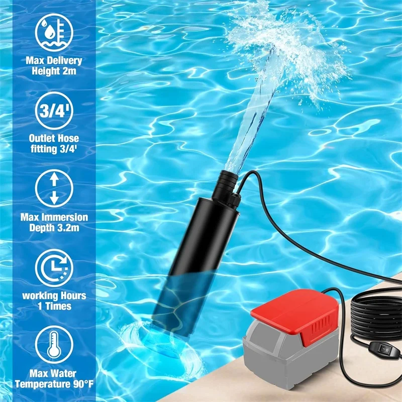 Akku-Öl-/Wasser-Sumpfpumpe für Milwaukee, 18 V Batterie, 120 W Regenfass-Wassertransferpumpe, elektrische Nutzpumpe für den Garten
