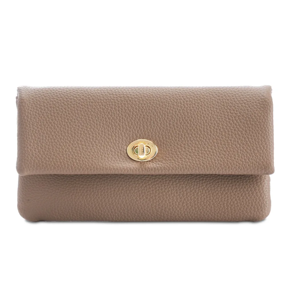 

Portable PU Leather Long Wallet Metal Buckle Zipper Clutch Bag Multifunctional Elegant Coin Purse Student