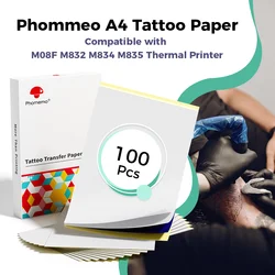 Tattoo Transfer Paper 100 Sheets A4 Size Thermal Stencil Paper DIY Compatible for Phomemo M08F M832 M834 M835 A4 Paper Printer