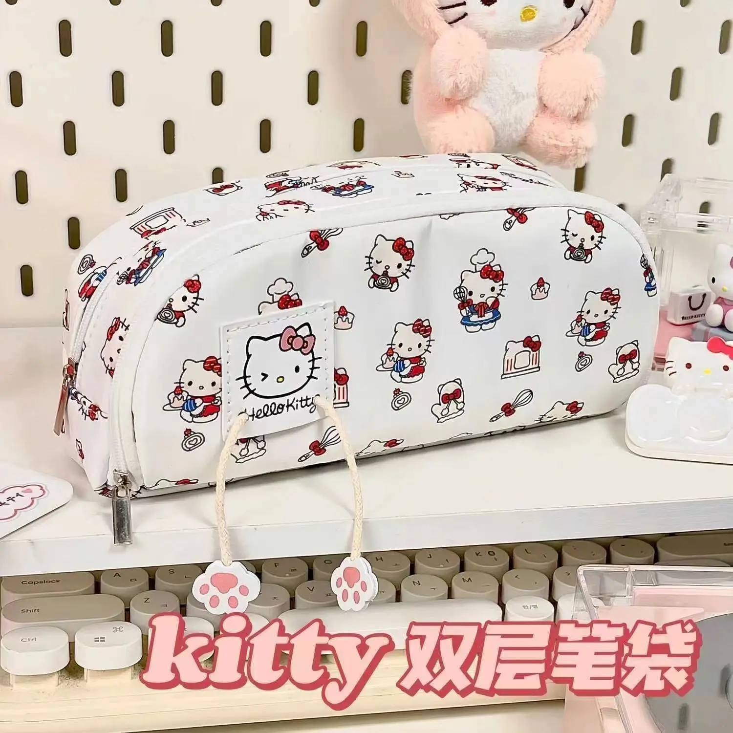 

Sanrio Hello Kitty pencil bag high-color value girls pencil bag students large-capacity multi-layer stationery box pencil pouch