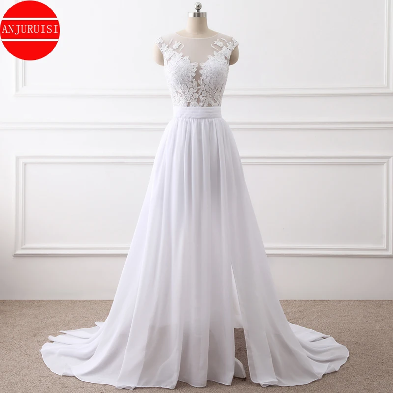 Cap Sleeves Vestidos De Novia Lace Appliques Beach Wedding Dresses For Women 2022 Bride Gown Sexy Boho Suknia Ślubna Side Split