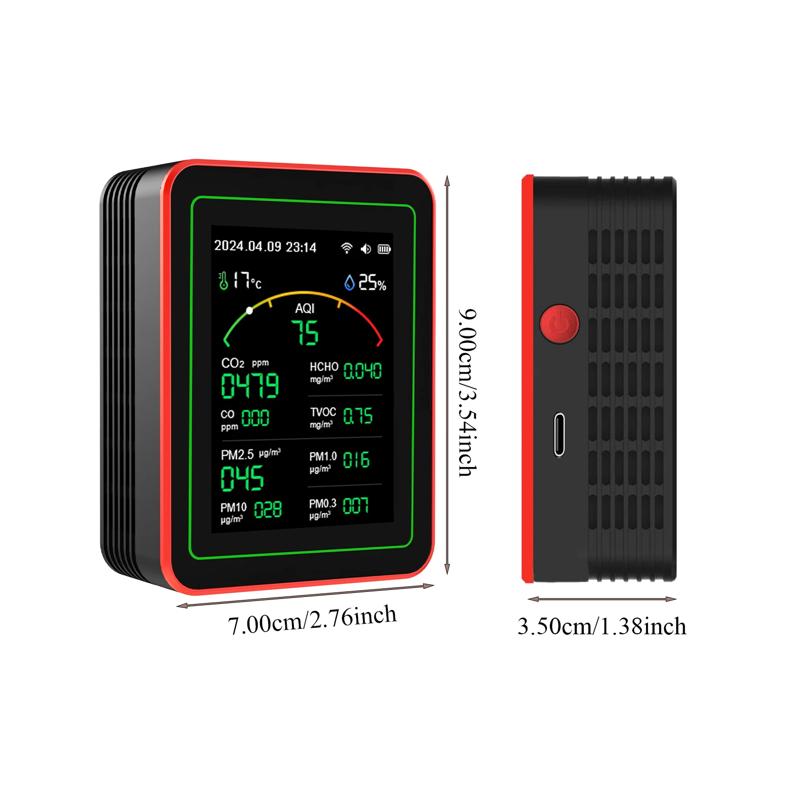 Tuya WiFi 15 in 1 Air Quality Monitor Portable Rechargeable AQI CO2 CO PM2.5 PM10 PM0.3 TVOC HCHO Household APP Control Detector
