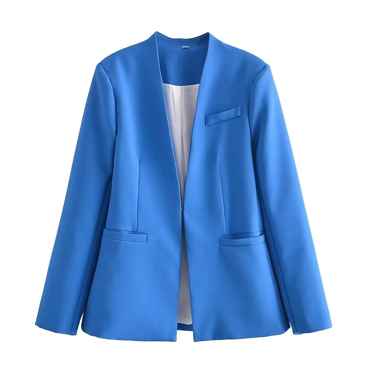 Imagem -02 - Trafza-blazers de Peito Único Feminino Faixas com Zíper Calças Compridas Conjuntos Casuais Senhora do Escritório Roupas Sólidas Moda Primavera 2023