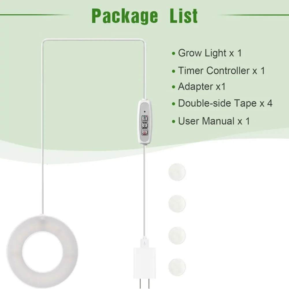 Full Spectrum Ceiling Grow Light 4 Dimmable Levels Halo Grow Lamp Height Adjustable Under Cabinet Plant Lamp for Indoor Plants