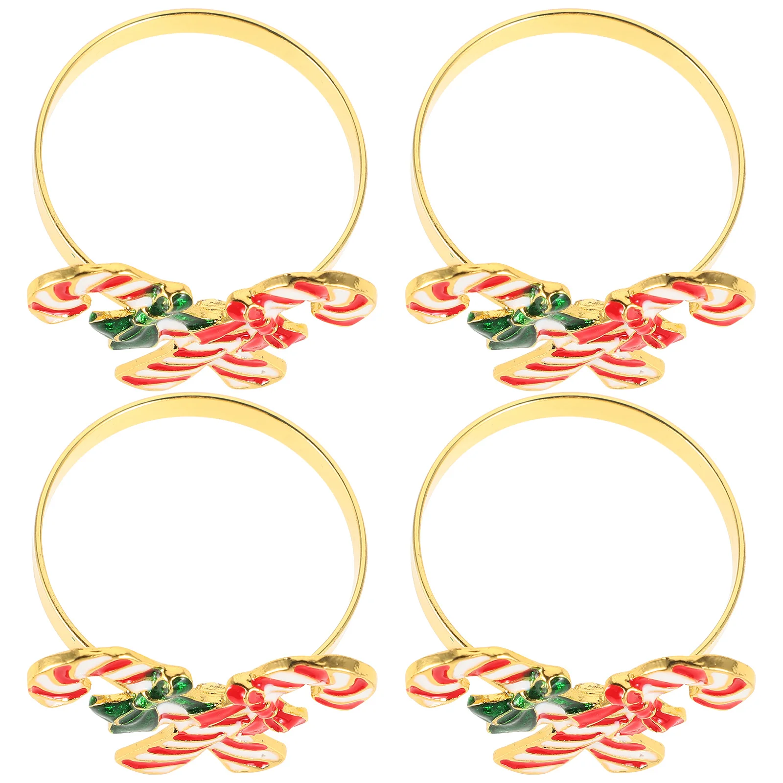 4 шт., рождественские кольца для салфеток, сплав в форме трости, декоративные пряжки для салфеток, Рождественский декор стола, Свадебная вечеринка, Рождественская пряжка для салфеток